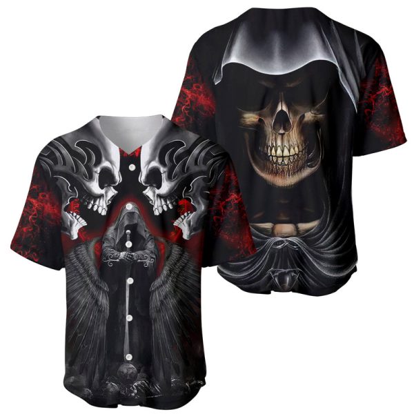 Skull Baseball Jersey Double Skull And Death Angel For Men and Women Jezsport.com