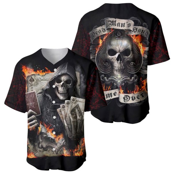 Skull Baseball Jersey Gambling Death Fire For Men and Women Jezsport.com