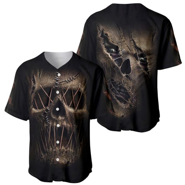 Skull Baseball Jersey Mummy Face Inside For Men and Women Jezsport.com