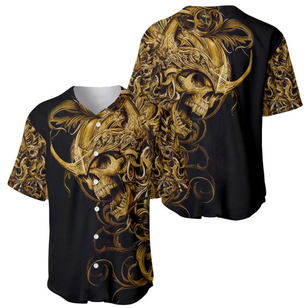 Skull Baseball Jersey Golden Warrior Royal For Men and Women Jezsport.com