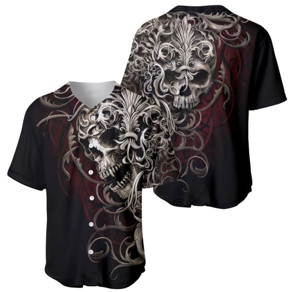 Skull Baseball Jersey Silver Warrior Royal  For Men and Women Jezsport.com