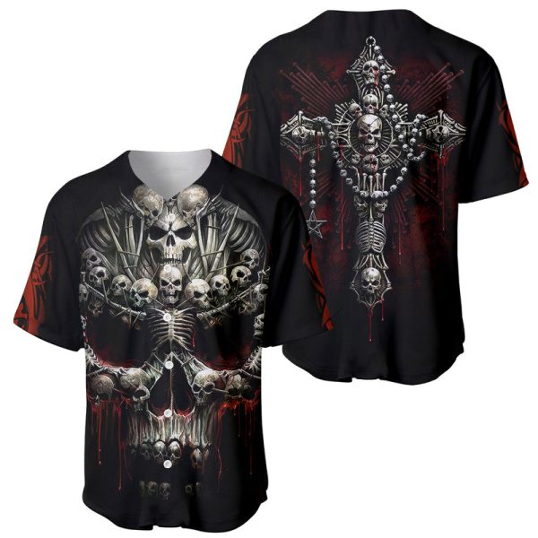 Skull Baseball Jersey Head Skeleton Cross Skull For Men and Women Jezsport.com