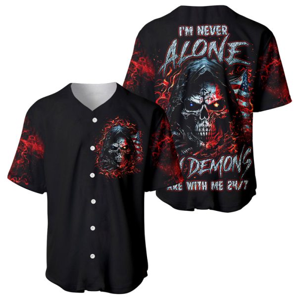 Blood Skull Baseball Jersey I Never Alone My Demon With Me 24/7 For Men and Women Jezsport.com