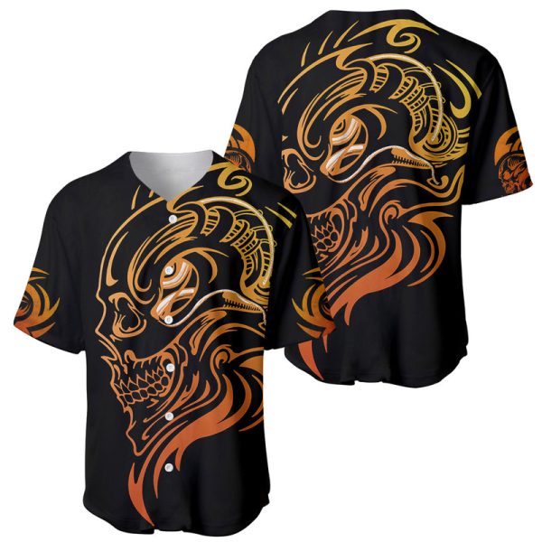 Tattoo Skull Baseball Jersey Golden Skull Face Tattoo For Men and Women Jezsport.com