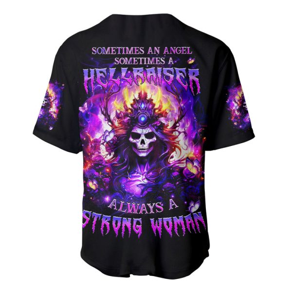 Queen Skull Baseball Jersey Sometimes An Angel Somethimes Hellraiser Always A Strong Woman Jezsport.com