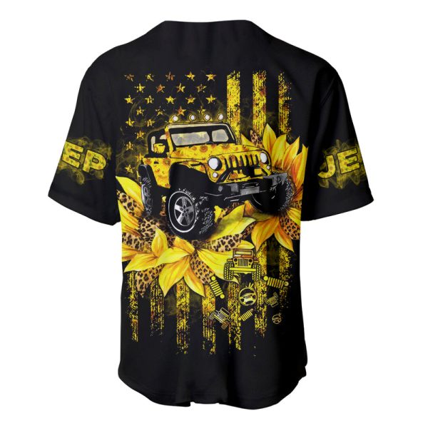 Sunflower Jeep Baseball Jersey American Flag Sunflower Jeep Jezsport.com