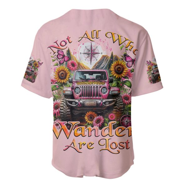 Flower Jeep Baseball Jersey Not All Who Wander Are Lost Jezsport.com