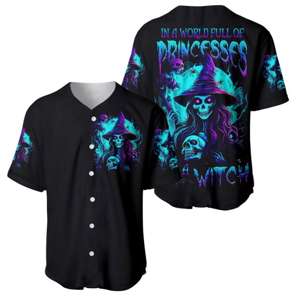 Witch Skull Baseball Jersey In A World Full Of Princess Be A Witch For Men and Women Jezsport.com