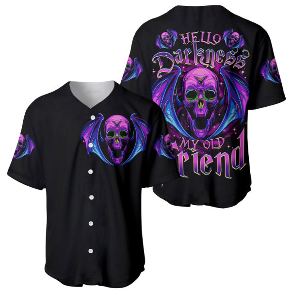 Bat Skull Baseball Jersey Bat Skull Hello Darkness My Old Friend  For Men and Women Jezsport.com