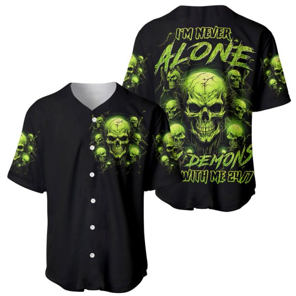 Thunder Skull Baseball Jersey Thunder Skull I Never Alone My Demon With Me 24/7 For Men and Women Jezsport.com