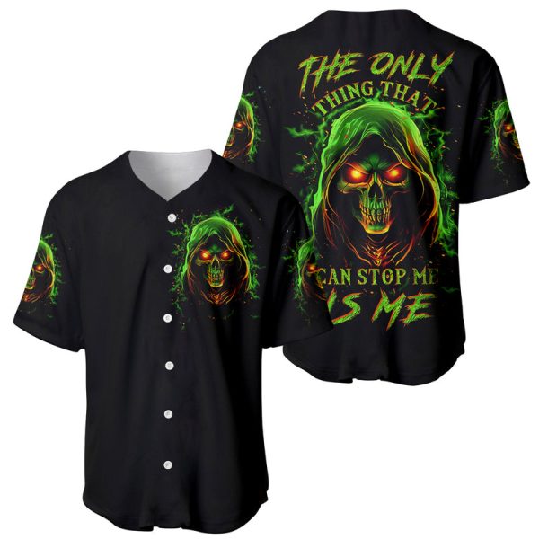 Fire Death Skull Baseball Jersey The Only Thing That Can Stop Is Me For Men and Women Jezsport.com