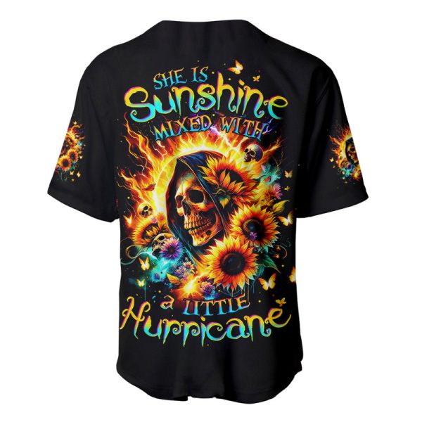 Sunflower Skull Baseball Jersey She Is Sunshine Mixed With A Little Hurricane Jezsport.com