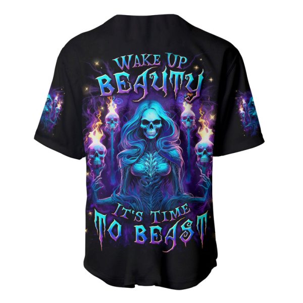 Witch Skull Baseball Jersey Wake Up Beasuty I't Time To Beast Jezsport.com