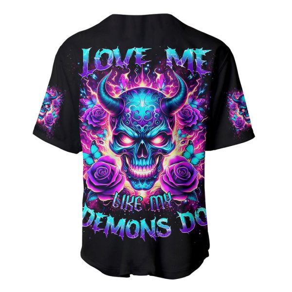 Thunder Skull Baseball Jersey Love Me Like My Demons Do Jezsport.com