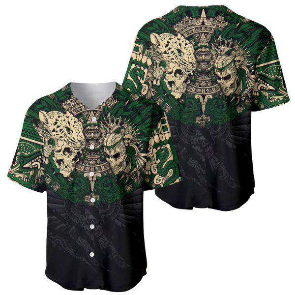 Aztec Warrior Skulls Baseball Jersey For Men and Women Jezsport.com