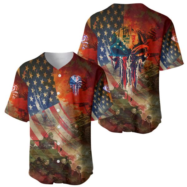 Jeep Skull Solider Baseball Jersey American Flag For Men and Women Jezsport.com