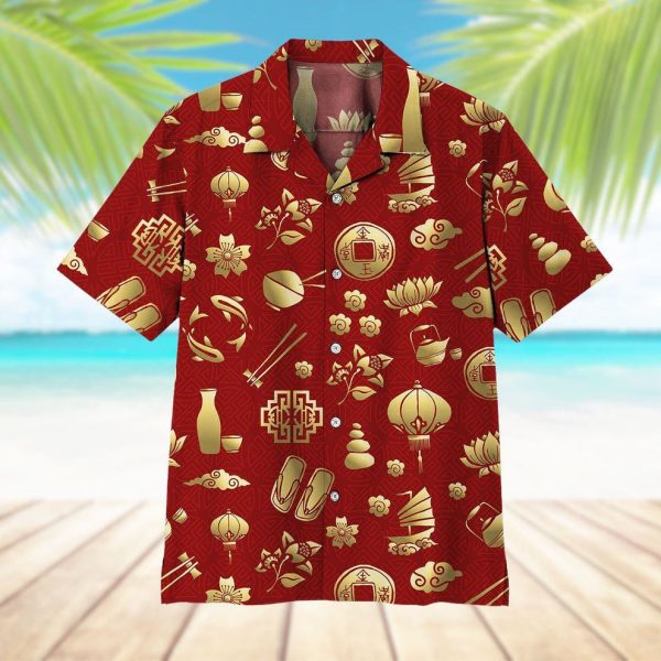 3D Gold Asian Culture Hawaii Shirt, Summer Shirt For Men and Women Jezsport.com