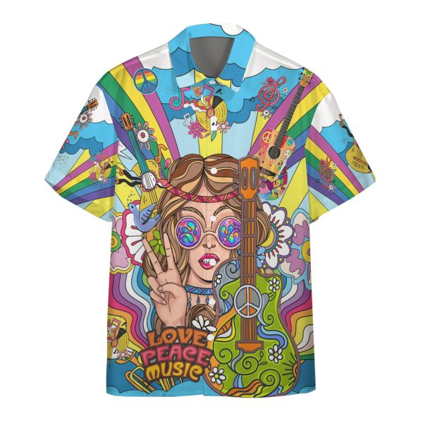 3D Hippie Woman With Guitar Hawaii Shirt, Summer Shirt For Men and Women Jezsport.com