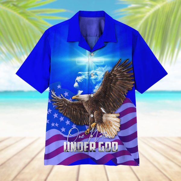 3D One Nation Under God Hawaii Shirt, Summer Shirt For Men and Women Jezsport.com