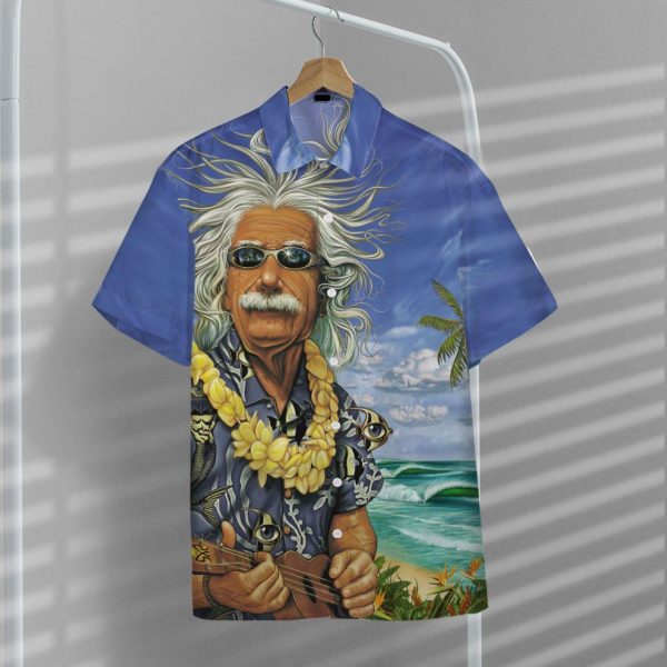 3D Albert Einstein Chilling On The Beach Hawaii Shirt, Summer Shirt For Men and Women Jezsport.com