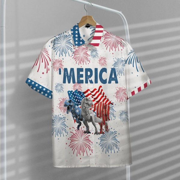 3D America Independence Day Dinosaurs Hawaii Shirt, Summer Shirt For Men and Women Jezsport.com