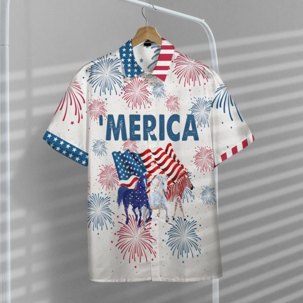 3D America Independence Day Horses Hawaii Shirt, Summer Shirt For Men and Women Jezsport.com