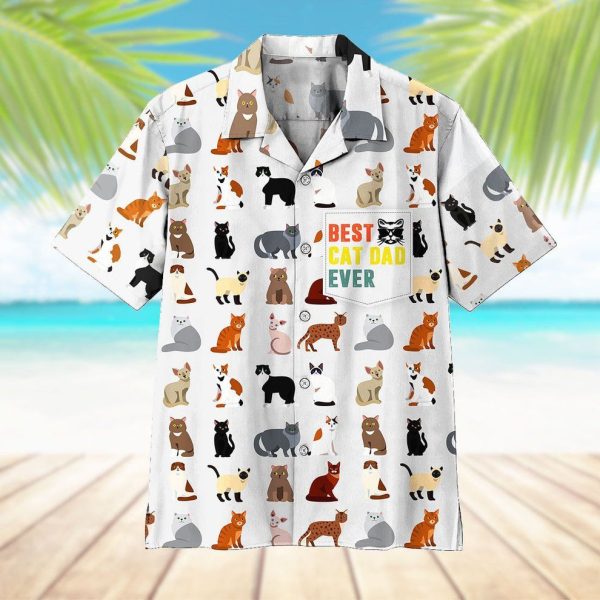 3D Best Cat Dad Ever Hawaii Shirt, Summer Shirt For Men and Women Jezsport.com