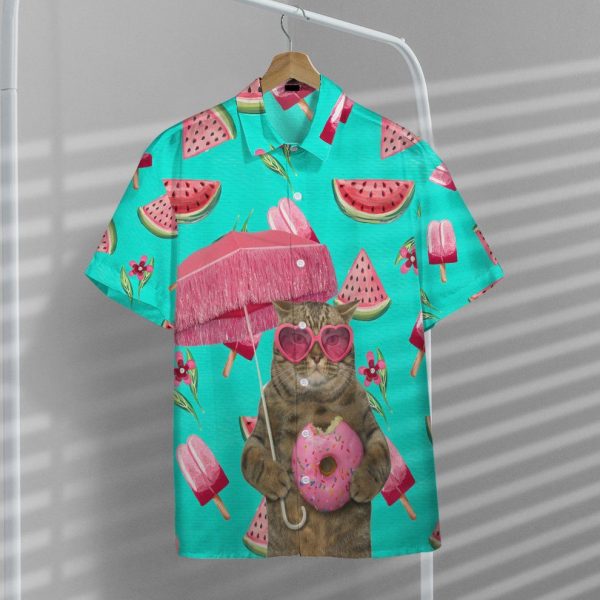 3D British Shorthair Cat In Sunglasses With A Pink Donut Shirt, Summer Shirt For Men and Women Jezsport.com