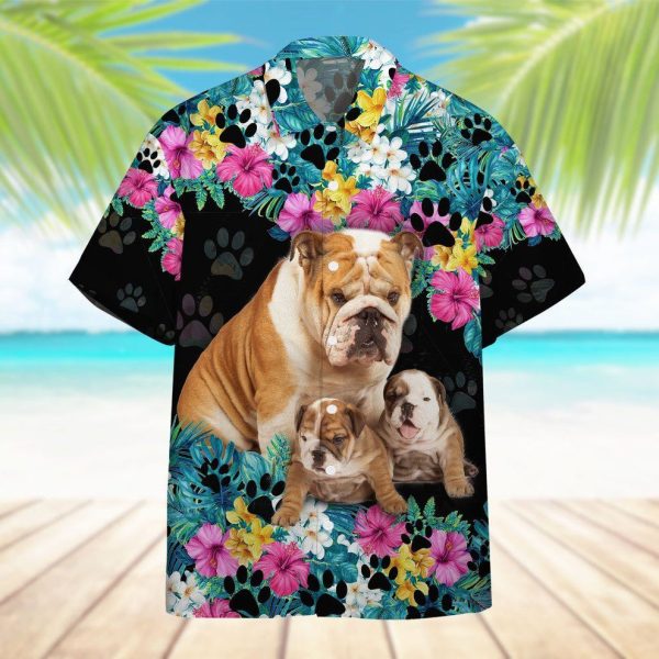 3D Bulldog Mother Day Hawaii Shirt, Summer Shirt For Men and Women Jezsport.com