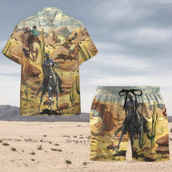 3D Cowboys Roping Through The Desert Hawaii Shirt, Summer Shirt For Men and Women Jezsport.com