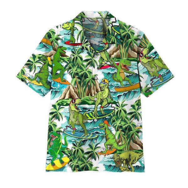 3D Dinosaur Surfing Hawaii Shirt, Summer Shirt For Men and Women Jezsport.com