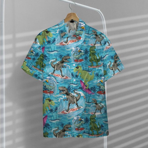 3D Dinosaurs Surfing Hawaiian Shirts, Summer Shirt For Men and Women Jezsport.com