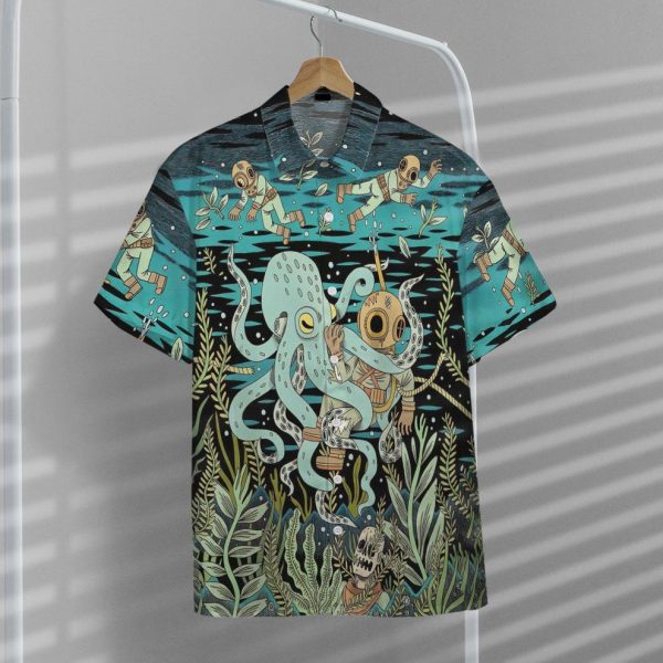 3D Diver Fighting With Octopus Hawaii Shirt, Summer Shirt For Men and Women Jezsport.com