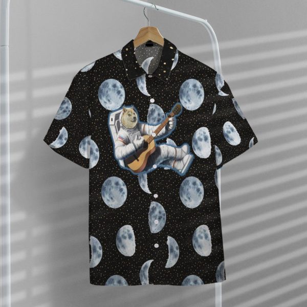 3D Doge Astronaut Playing Guitar Hawaii Shirt, Summer Shirt For Men and Women Jezsport.com