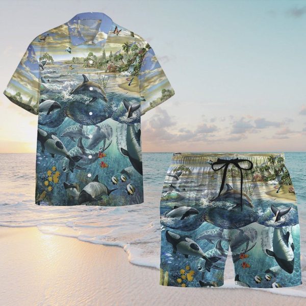 3D Dolphin Paradise Hawaii Shirt, Summer Shirt For Men and Women Jezsport.com