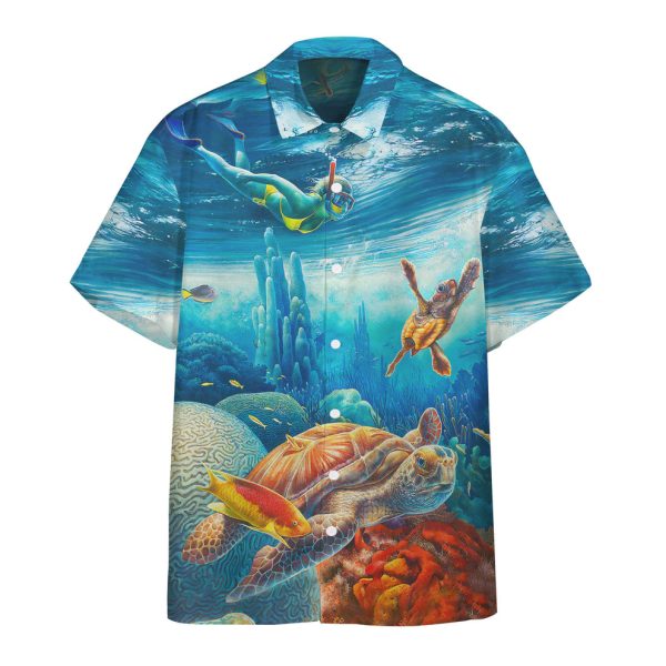 3D Freediving With Sea Turtles Hawaii Shirt, Summer Shirt For Men and Women Jezsport.com