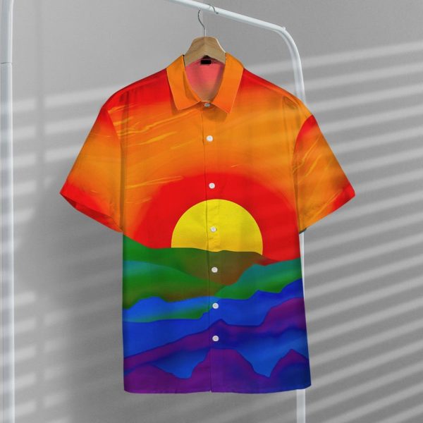 3D Gay Pride Sunrise Hawaii Shirt, Summer Shirt For Men and Women Jezsport.com