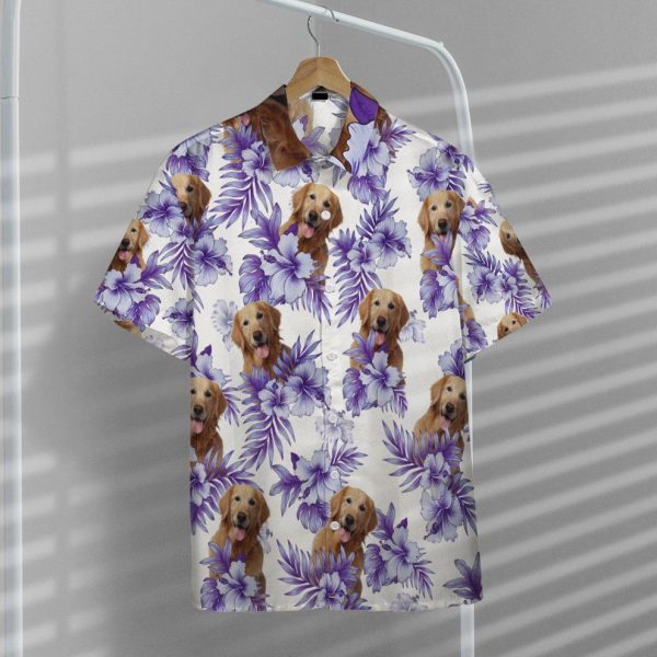 3D Hawaiian Hibiscus Golden Retriever Shirt, Summer Shirt For Men and Women Jezsport.com