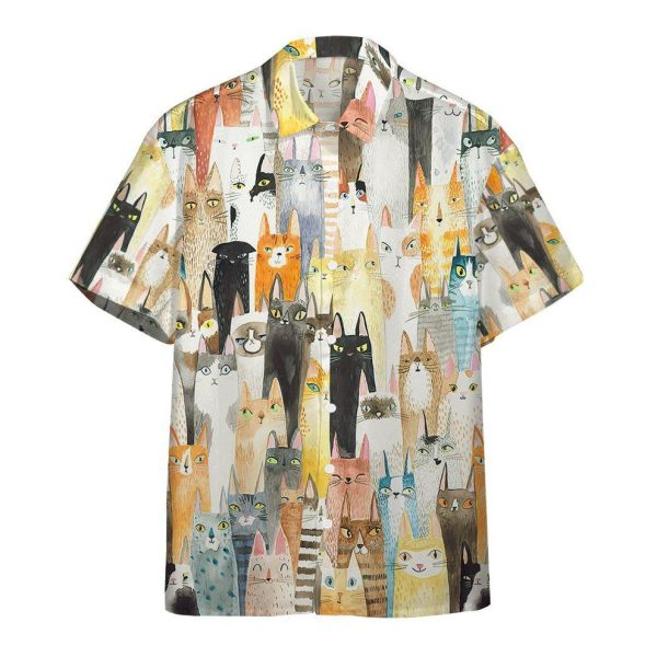 3D Lots Of Colorful Cats Hawaii Shirt, Summer Shirt For Men and Women Jezsport.com