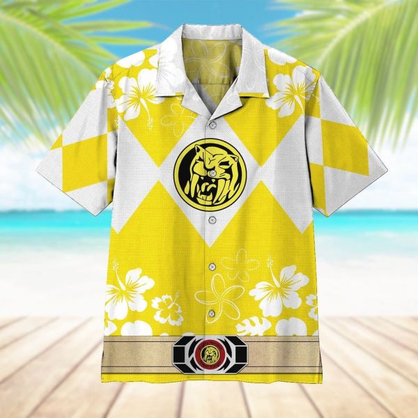 3D Mighty Morphin Power Ranger Yellow Hawaii Shirt, Summer Shirt For Men and Women Jezsport.com