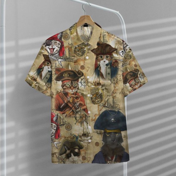 3D Pirate Cat Hawaiian Shirts, Summer Shirt For Men and Women Jezsport.com