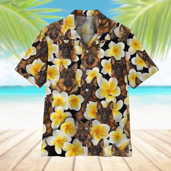 3D Plumeria German Shepherd Hawaii Shirt, Summer Shirt For Men and Women Jezsport.com