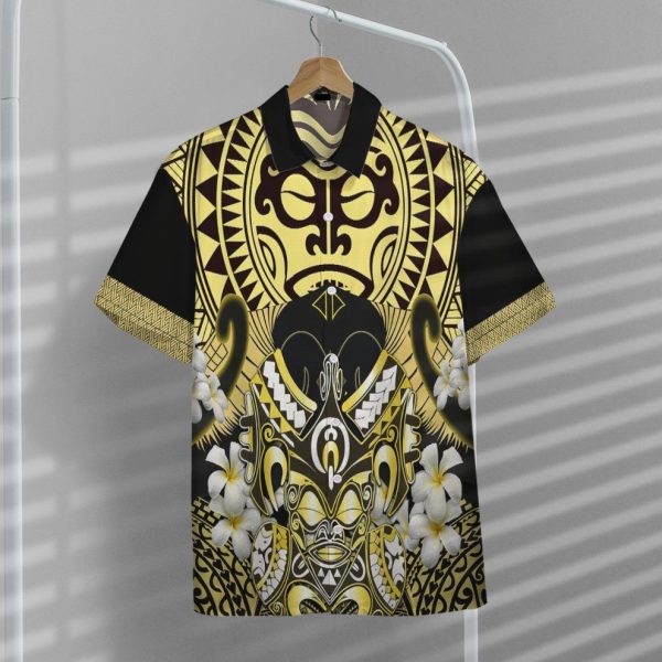 3D Polynesian Face With Plumeria Hawaii Shirt, Summer Shirt For Men and Women Jezsport.com