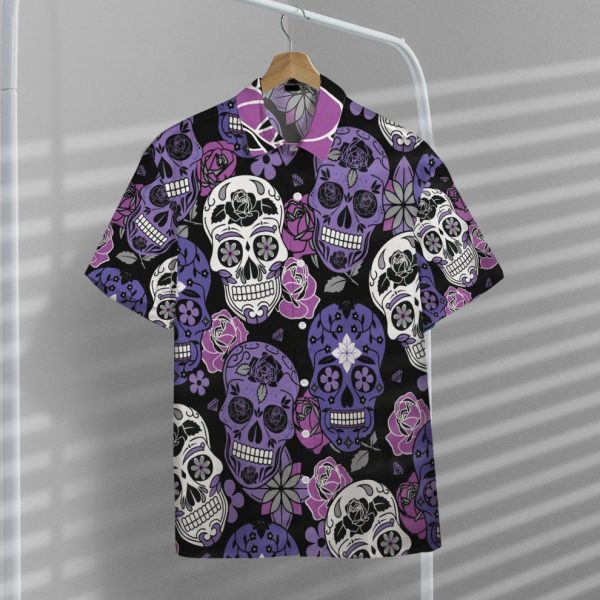 3D Purple Sugar Skulls Hawaiian Shirts, Summer Shirt For Men and Women Jezsport.com