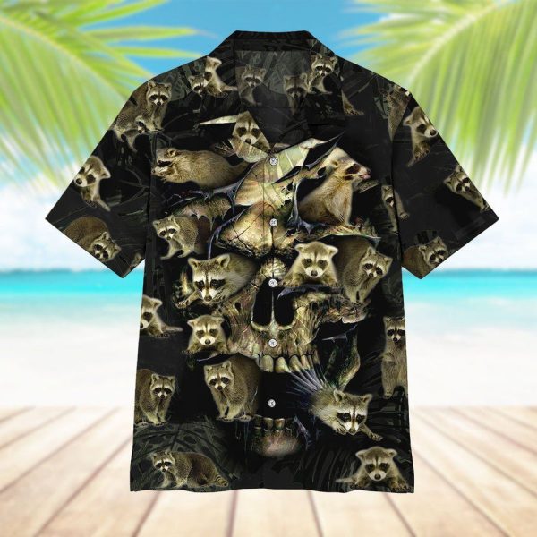 3D Raccoon Skull Hawaii Shirt, Summer Shirt For Men and Women Jezsport.com