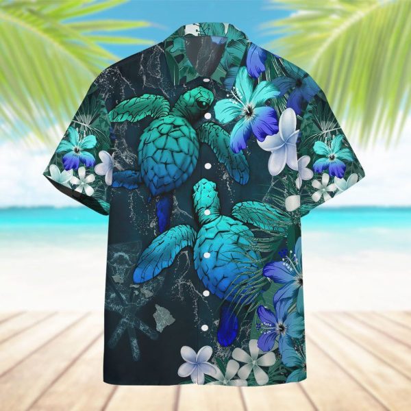 3D Sea Turtle Tropical Hibiscus And Plumeria Blue Hawaii Shirt, Summer Shirt For Men and Women Jezsport.com