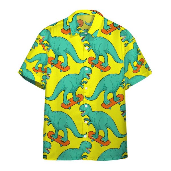 3D T Rex On Skateboard Hawaii Shirts, Summer Shirt For Men and Women Jezsport.com