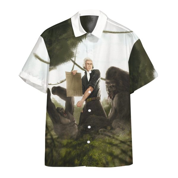 3D Thomas Jefferson Battling A Gorilla Hawaii Shirt, Summer Shirt For Men and Women Jezsport.com