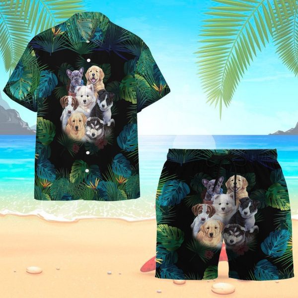 3D Tropical Garden Puppies Hawai Shirts, Summer Shirt For Men and Women Jezsport.com