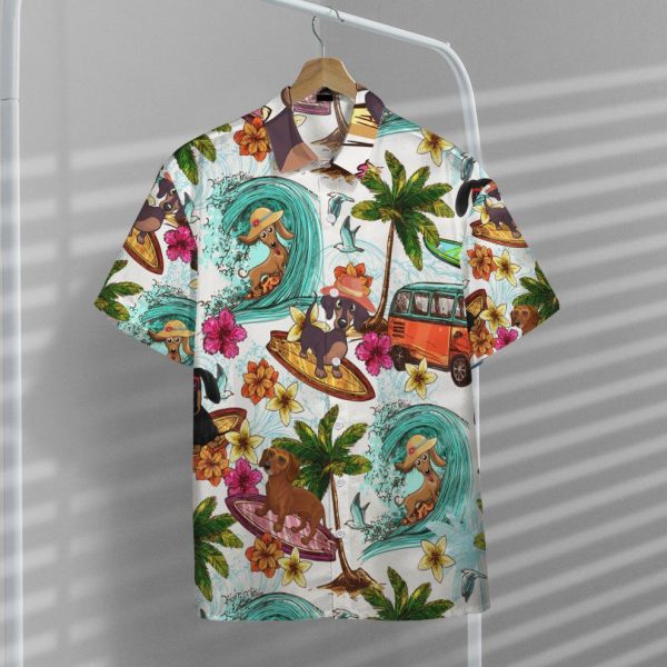 Enjoy Surfing With Dachshund Dog Hawaii Shirt, Summer Shirt For Men and Women Jezsport.com